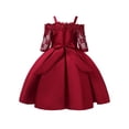 thumbnail image 2 of iEFiEL Kids Girls Sheer Lace Embroidered Flower Dress Princess Pageant Bridesmaid Birthday Dress Burgundy 4, 2 of 4