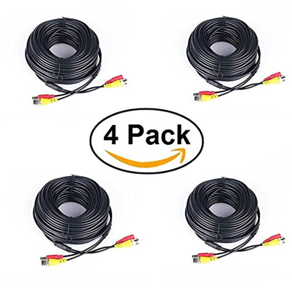 4x Security Camera Cable Video Power Extension Wire Cord CCTV Surveillance BNC 