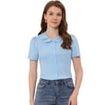 thumbnail image 1 of INSPIRE CHIC Blusa De Manga Farol Con Cuello Peter Pan De Carrera Con Botones para Mujer Azul Claro XL INSPIRE CHIC Camisa, 1 of 5