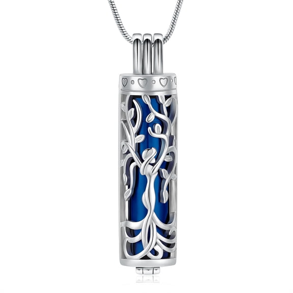 Tree of Life Cut Out Cylinder W/ Hollow Urn Urn Pendant Cremation Jewelry for Ashes Holder Memory Necklace Memorial Jewelry