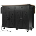 thumbnail image 2 of MAYEERTY 53.5" Rolling Farmhouse Kitchen Storage Island with Power Outlet for Home, Black, 2 of 6