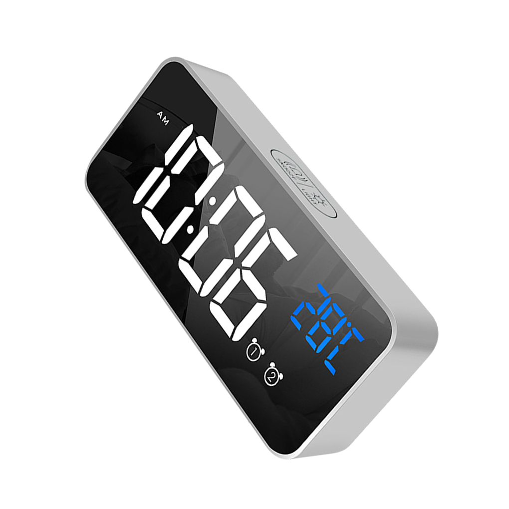 Smart Clock LED Mirror Electronic Clock Portable Home USB Voice Control Silent Timer Music