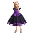 thumbnail image 3 of LUOGENLI Robe Enfants Filles Nœud en Tulle Robe Fête Enfant Robe Princesse Robes Robe Maxi pour Filles Été Violet 6-7 Ans, 3 of 9