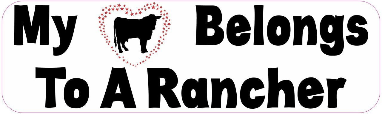 10in x 3in My Heart Belongs to a Rancher Bumper Stickers Vinyl Decals ...