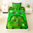 thumbnail image 3 of Erosebridal 3D Gaming Geometric Twin Sheet Sets For Kids Gamer,Pixelated Miners Gamer Bedding For Boys 3-Piece, 3 of 6