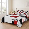 thumbnail image 2 of Twin XL Quilt Set 68''x98'', Red Grey Black Lightweight Summer Bedspread Coverlet Set with 2 Pillow Shams, Irregular Geometric Modern Abstract Breathable All Season Quilt Bedding for Dorm/Guest Room, 2 of 9