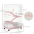 thumbnail image 3 of PawHut Cage pour Petits Animaux à 4 Niveaux de 32 Po L avec Roues Universelles Verrouillables, Rose, 3 of 10