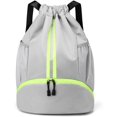thumbnail image 1 of Sports Drawstring Backpack Gym Swim Bag with Shoes Compartment, Water Resistant, Zipper & Mesh Pockets for Women & Men, 1 of 6