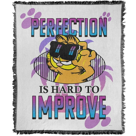 Garfield Blanket, 50'x60' Perfection Woven Tapestry Cotton Blend Fringed Throw Blanket