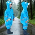 thumbnail image 4 of Bobifish LIttle Boys Girls One Piece Rain Suit Hooded Cartoon Patch Snap Front Reflective Strip Elastic Cuff Full Body Waterproof Boys Girls Rain Wear, 4 of 7
