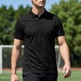 thumbnail image 4 of hotojiny Mens Golf Shirt Quick-Dry Short Sleeve Stretch Top Collared Athletic T-Shirt Lightweight Solid Color Workout Tee(Black,Small), 4 of 7