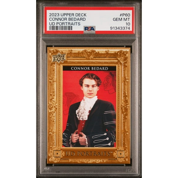 Graded 2023 Upper Deck Connor Bedard #P60 UD Portraits Rookie RC Hockey Card PSA 10 Gem Mint