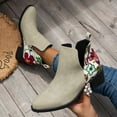 thumbnail image 4 of Fesfesfes Boots Women Fashion Color Boots Chunky Heel Low Heel Pointed Toe Back Zipper Short Boots 6(39), 4 of 9