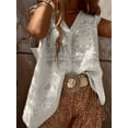 thumbnail image 6 of Women'S Embroidered Floral Crochet Vest Button Up Crop Summer Cowgirl Tops Country Concert Outfits White One size, 6 of 7