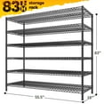 thumbnail image 2 of REIBII Heavy Duty Metal Shelving 6-Tier,55.5"W x 83"H Adjustable Wire Rack,3840lbs Large Capacity for Garage Storage, 2 of 10