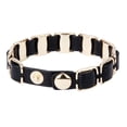 thumbnail image 1 of Pulseras de material cuero Hechas Con Impresionantes De Cierre De Aleación, Tamaño negro de doble cara Hugo Wrap Cuff Bracelet, 1 of 9