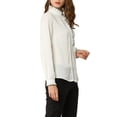 thumbnail image 5 of MODA NOVA Junior's Ruffled Button Down Long Sleeve Shirts Blouse White L, 5 of 7