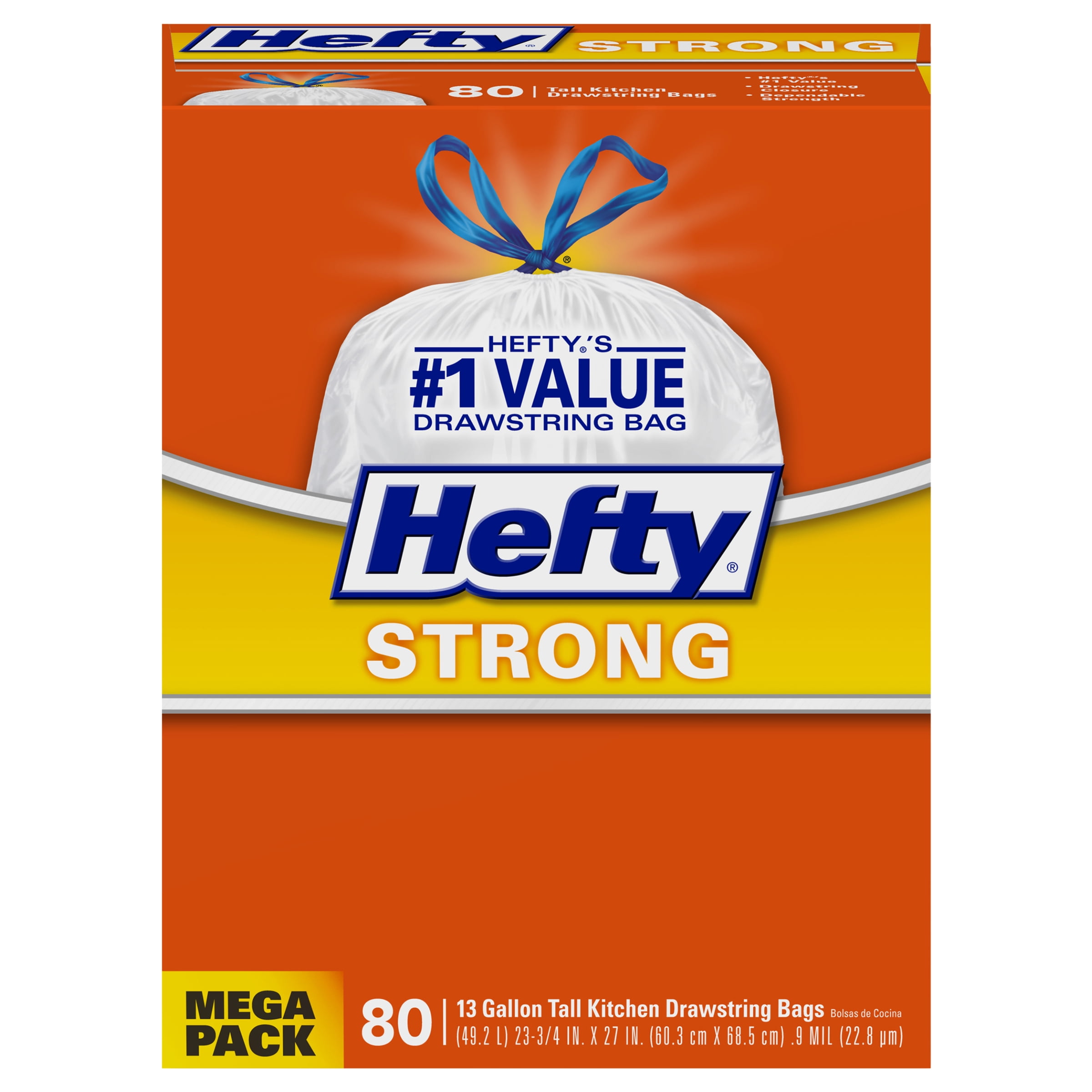 90 Count 13 Gallon Unscented Hefty Strong Tall Kitchen Trash Bags 