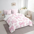 thumbnail image 3 of Homewish Pink Bowknot 7-Piece Bedding Comforter Set for Children Teens Girls,Dreamy Princess King Bedding Sets,Chic Floral Flowers Ultra Soft Bed Sheets,Luxury Bedroom Decor,Reversible, 3 of 8