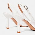 thumbnail image 4 of OOOUM Lace Mesh Kitten Heels For Women Comfortable Lightweight Flexible Slingback Pumps Non Slip Adjustable Pointed Toe Heels White US:5.5, 4 of 6