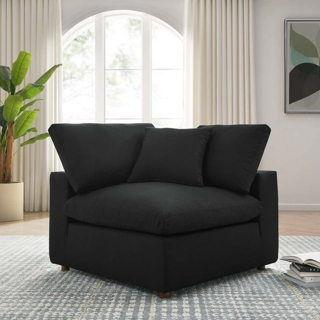 Modway Commix Down Filled Overstuffed Corner Chair, Black