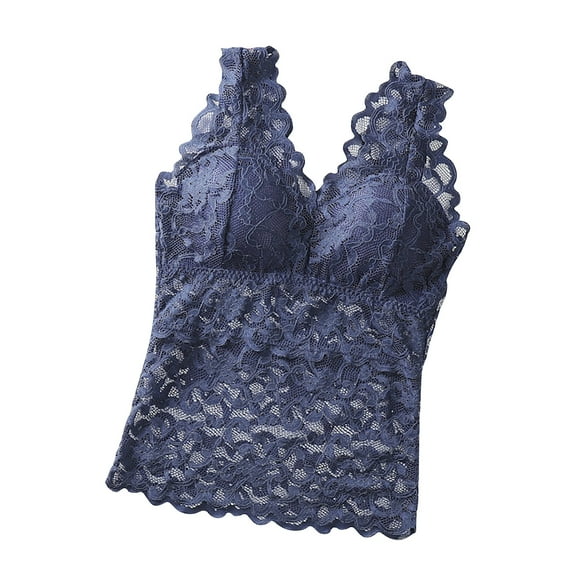 ZyeKqe Lace Tank Top for Women Built in Bra V Neck Camisole Lingerie Spaghetti Strap Sleeveless Slim Fitted Undershirts