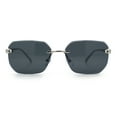 thumbnail image 6 of Luxury Gangster Bevel Rectangle Rimless Jaguar Hinge Showy Sunglasses Silver - Black, 6 of 8