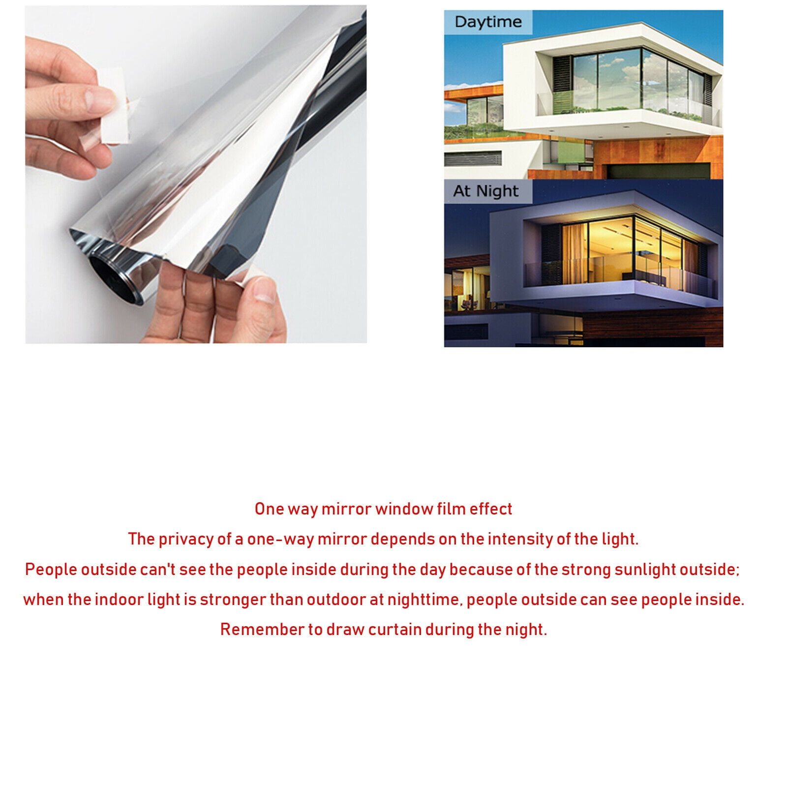 Window Film One Way Mirror Tint HOME TINTING Privacy Solar Reject Glare UV Block 19" W