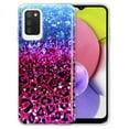 thumbnail image 1 of FINCIBO Soft TPU Clear Case Slim Protective Cover for Samsung Galaxy A03S 4G LTE (Not 5G) 6.5" 2021, Blue Glitter Sparkle With Black Pink Glitter Leopard, 1 of 3