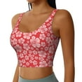 thumbnail image 2 of Fotbe Red Hibiscus Flower Pattern Womens' Sports Bra Longline Wirefree Padded with Medium Support Sports Moisture-Wicking Workou Vest,Tank Top-XX-Large, 2 of 7