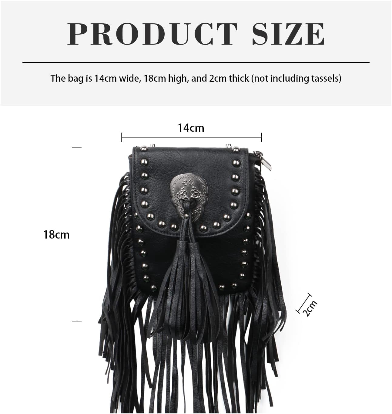 Leather Skull Fringe Purses for Women Black Tassel Shoulder Crossbody Bag Unique Gothic Punk Satchel Handbag