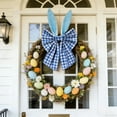 thumbnail image 1 of Colgante con lazo de orejas de conejo de Pascua | Decoración navideña para fiestas y el hogar | Adorno festivo colgante de 40 x 20 cm | Colores rosa, amarillo, naranja, azul, azul marino y negro, 1 of 6