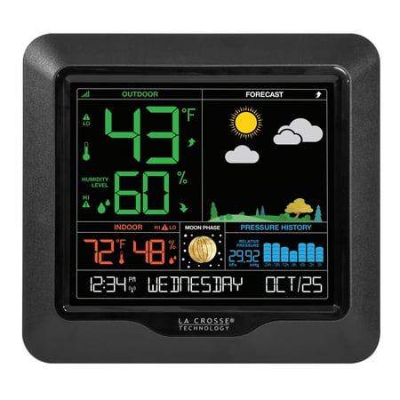 La Crosse Technology S84107 Wireless Color Forecast Station with Barometric Pressure Historical (Best Weather Stations Under $100)