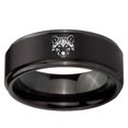 thumbnail image 2 of Tungsten Wolf 8mm Brushed Black Polished Step Edges Men Ring, 2 of 2