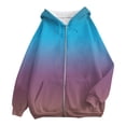 thumbnail image 4 of VISALY Womens Zip Up Hoodies Sweater Jacket Fall Jacket Oversized Pocket Sweatshirt Casual Zipper Jacket Solid Color Long Sleeve Tops Comfy Sweaters Plain Hoodie Fall Sweaters Blue L, 4 of 4