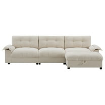 Modern L-Shape Sectional Sofa With Storage Ottoman, Chenille Upholstered Modular Couch with Cup Holder and USB Ports for Living Room Apartment Office