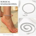 thumbnail image 2 of U7 Silver Ankle Minimalist Foot Bracelets Solid Curb Chain for Women 8.5inches, 2 of 6