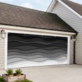 thumbnail image 4 of Black Ombre Stripes Garage Door Cover Banner 7 x 16 FT, Modern Abstract Sea Waves Spray Art Garage Door Curtains Backdrop with Grommets for Indoor Outdoor Wall Party Porch Yard Decorations Background, 4 of 9