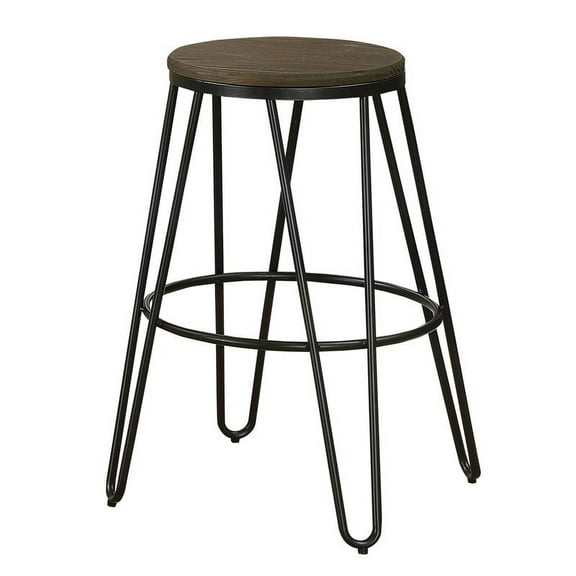 Furniture of America Mandy Farmhouse Metal Bar Stool in Black (Set of 2)