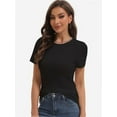thumbnail image 2 of Women's Basic Solid Active Soft Short Sleeve Crew Neck Top T-Shirts, 2 of 6