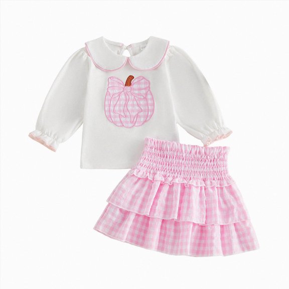 Leey-World Toddler Halloween Outfit Long Sleeve Pumpkin Sweatshirt Tulle Skirt Girls Fall Clothes(Pink,4-5 Months)