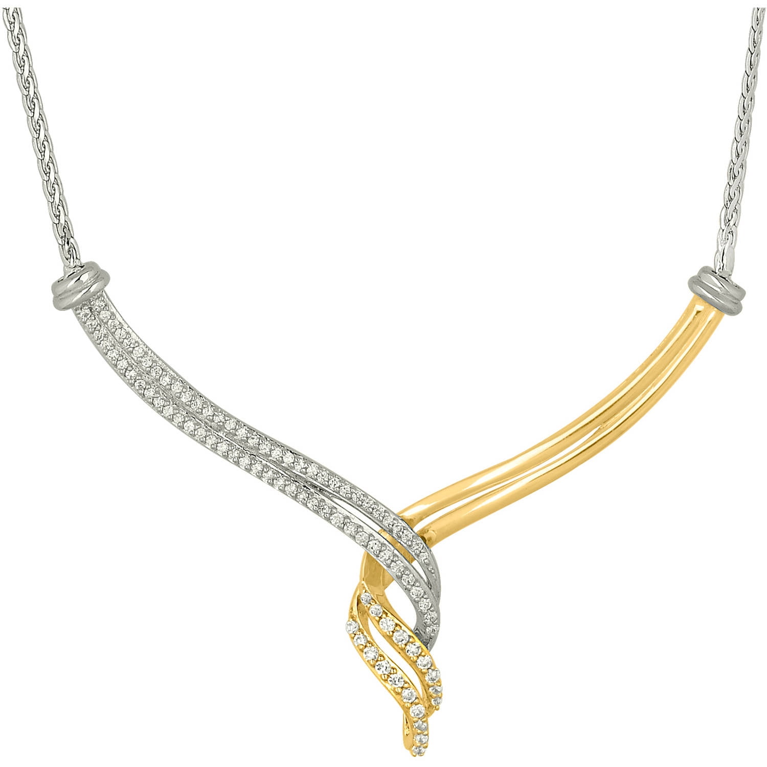 1 2 Carat T.W. Diamond 10kt Gold Fashionable Two-Tone Wrap Necklace by INTERJEWEL