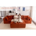 thumbnail image 5 of BYBYME Cloud Sectional Couch with U-Shape Chaise Modern Comfy Modular Corduroy Sofa for Living Room,Tufted 6-Seat Sleeper Chair with 2 Ottoman,Sofa in A Box,No Assembly Required,Orange, 5 of 14