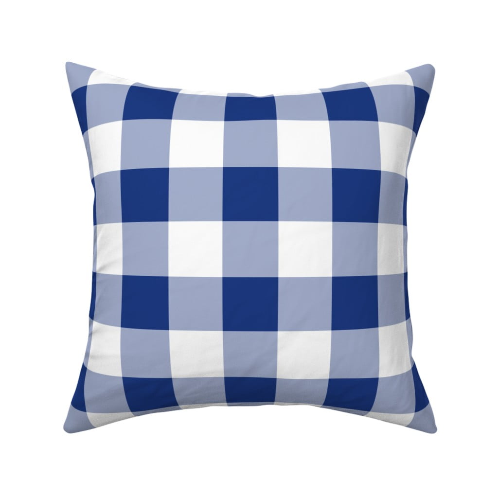 Gingham Check Blue And White Throw Pillow Cover w Optional Insert by