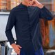 thumbnail image 5 of pstuiky mangas largas para hombre, Camisa informal de manga larga con cuello alto y botones especiales de color sólido para hombre. camisetas de hombre xl, 5 of 6