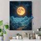 thumbnail image 4 of Qisvanset 12x16 Inch 2D Flat Framed Canvas Art, Full Moon Starry Cloud Mystical Nature Home Wall Art Decor, 4 of 5