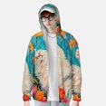 thumbnail image 2 of Daiia Playful Floral Cat UPF 50+ Sun Protection Hoodie Jacket Lightweight Long Sleeve Sun Shirt for Women Men with Pocket Hiking Outdoor-Large, 2 of 7