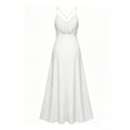 thumbnail image 4 of Hulanddfd Women's Dress V-Neck Halter Sleeveless Solid Color Backless Dress White Size S, 4 of 4