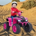 thumbnail image 2 of Gymax Kids Ride-On ATV 24V Battery Powered Electric Vehicle w/ Wireless Connection Music Radio Pink, 2 of 9