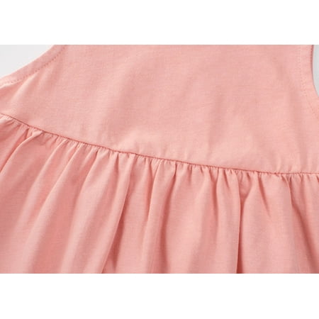 

dmqupv First Communion Dress For Girls Toddler Girls Short Sleeve Dress Easter Cotton Casual Summer Appliques Shirt Dresses Orange 12-18 Months